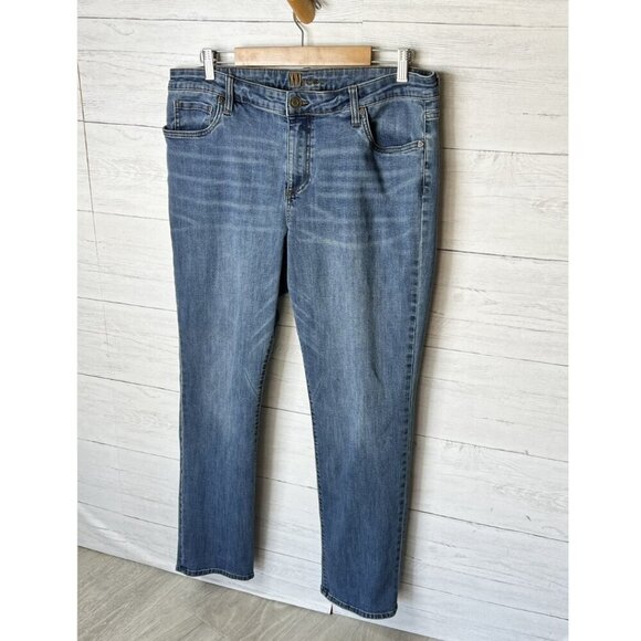 Kut from the Kloth Jeans Womens Size 16 Medium Wash Straight Leg Whiskering - Picture 4 of 15